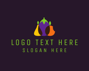 Food Blog - Pear Eggplant Orange Grocery logo design