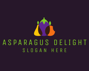 Pear Eggplant Orange Grocery logo design