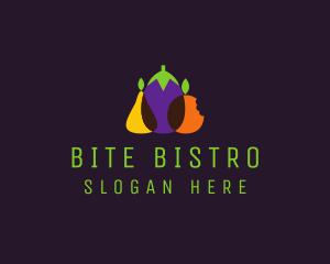 Bite - Pear Eggplant Orange Grocery logo design