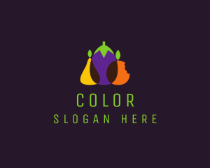 Vegan - Pear Eggplant Orange Grocery logo design