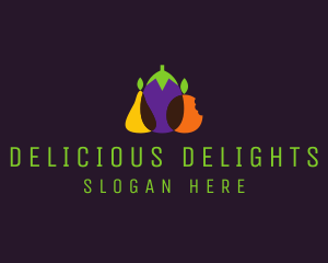 Pear Eggplant Orange Grocery logo design