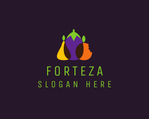 Pear Eggplant Orange Grocery logo design