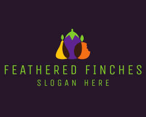 Pear Eggplant Orange Grocery logo design