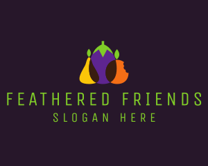 Pear Eggplant Orange Grocery logo design