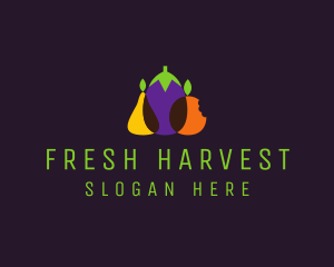 Veggie - Pear Eggplant Orange Grocery logo design