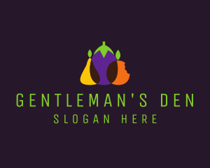 Pear Eggplant Orange Grocery logo design