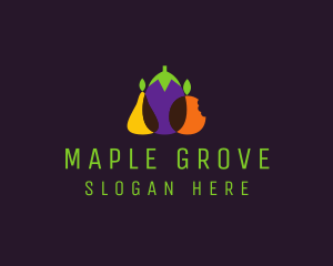 Pear Eggplant Orange Grocery logo design