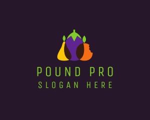 Pear Eggplant Orange Grocery logo design