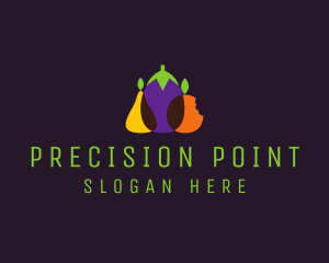 Pear Eggplant Orange Grocery logo design