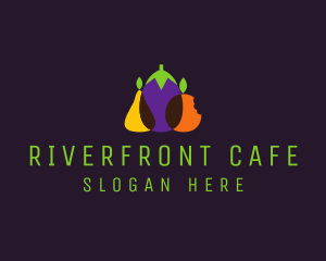 Pear Eggplant Orange Grocery logo design