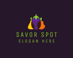 Pear Eggplant Orange Grocery logo design