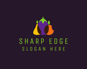 Pear Eggplant Orange Grocery logo design