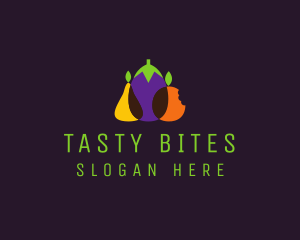 Pear Eggplant Orange Grocery logo design