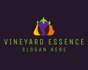 Pear Eggplant Orange Grocery logo design