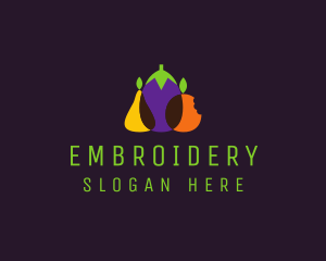 Pear Eggplant Orange Grocery logo design