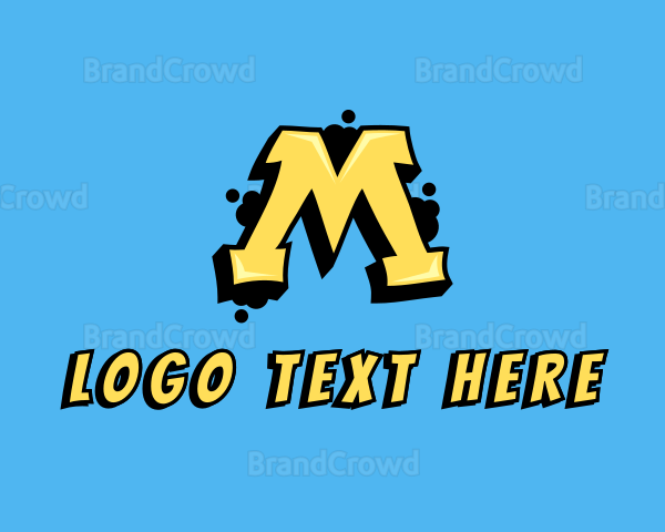 Yellow Graffiti Letter M Logo