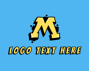 Hip Hop Label - Yellow Graffiti Letter M logo design