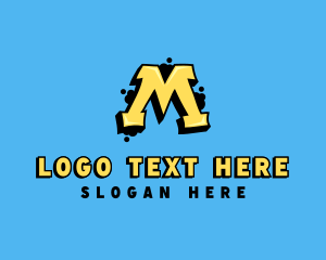 Bright - Yellow Graffiti Letter M logo design