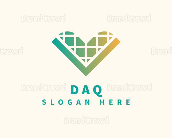 Heart Graph Letter V Logo