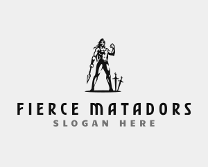 Female Strong Warrior logo design