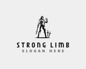 Female Strong Warrior logo design