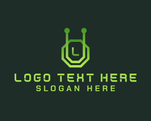 Alien - Digital Circuit Hexagon logo design