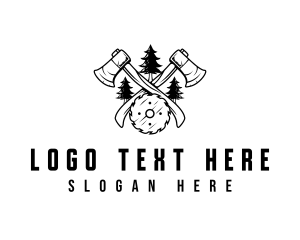 Logger - Axe Saw Wood Cutter logo design