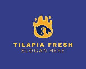 Tilapia - Flame Grilled Fish logo design