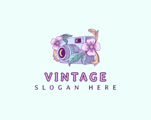 Floral Vintage Camera logo design