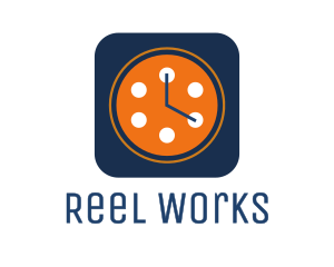 Reel - Film Reel Clock logo design