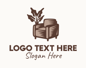 Upholsterer - Brown Chair Plant logo design