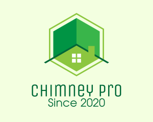 Chimney - Green Hexagon Home logo design