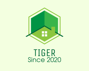 Eco - Green Hexagon Home logo design