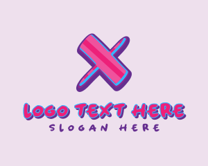 Pop Culture - Pop Graffiti Letter X logo design