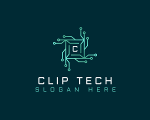 Tech Circuit Microchip logo design