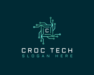 Tech Circuit Microchip logo design