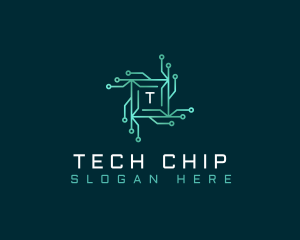 Tech Circuit Microchip logo design