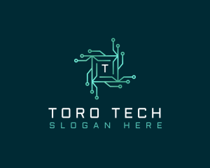 Tech Circuit Microchip logo design