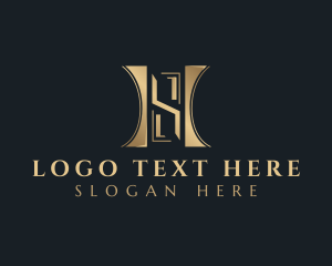 Gold - Expensive Luxury Brand Letter HS logo design