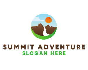 Climbing - Mountain River Valley logo design