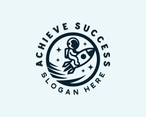 Moon Rocket Astronaut logo design