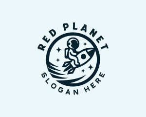 Moon Rocket Astronaut logo design