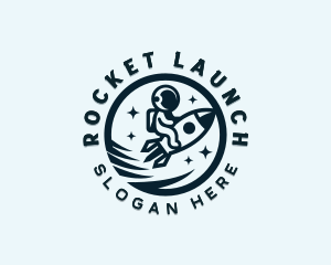 Rocket - Moon Rocket Astronaut logo design