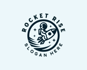 Moon Rocket Astronaut logo design