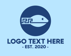 Greek - Blue Greek Meander Fish logo design