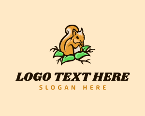 Wild Animal - Squirrel Cartoon Leaf logo design