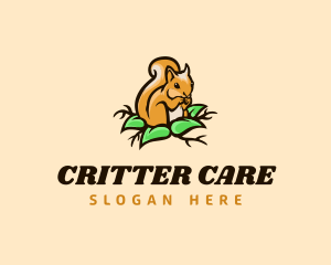 Critter - Squirrel Cartoon Leaf logo design