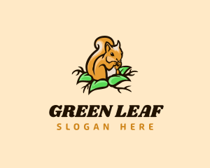 Squirrel Cartoon Leaf logo design