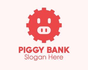 Cute Pig Gear  logo design