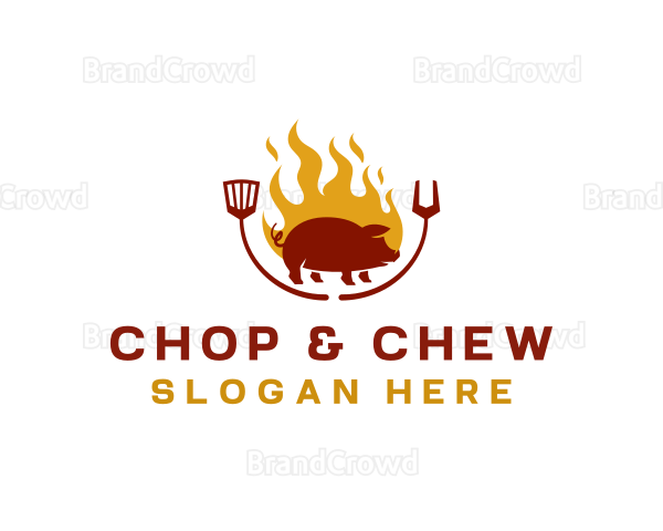 Grill Barbeque Pork Logo